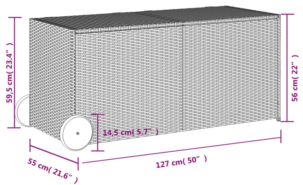 Κουτί Αποθήκευσης Κήπου με Ρόδες Καφέ 283 Λίτρα Συνθετικό Ρατάν - Καφέ