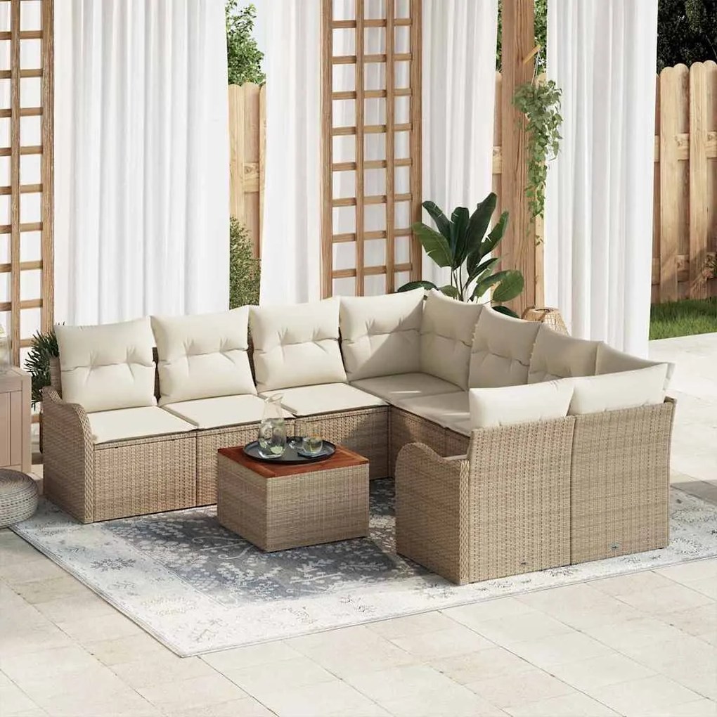 vidaXL Σετ Καναπέ Κήπου 9 pcs Beige, λευκό