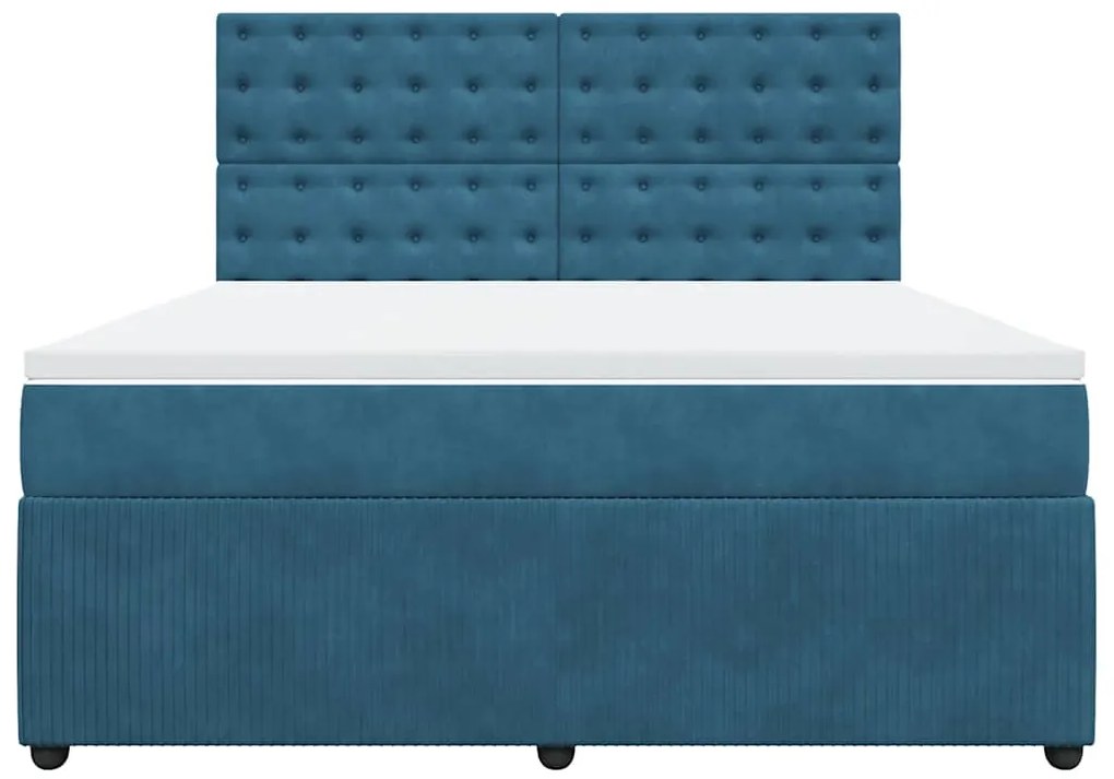 vidaXL Κρεβάτι Boxspring με Στρώμα Σκούρο Μπλε 180x200 εκ. Βελούδινο