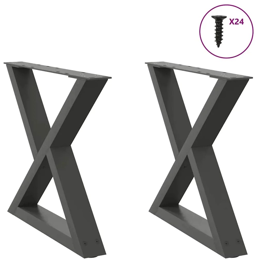 vidaXL Πόδια Τραπεζιού Σαλονιού 2 τεμ. Ανθρακί 60x(42-43,3) εκ. Ατσάλι