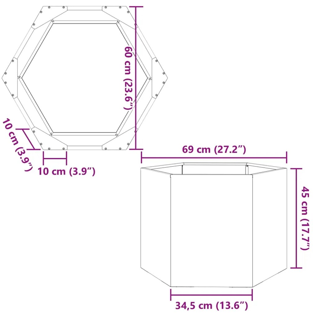 ΖΑΡΝΤΙΝΙΕΡΑ ΚΗΠΟΥ ΕΞΑΓΩΝΗ ΠΡΑΣΙΝΗ ΛΑΔΙ 69X60X45 ΕΚ. ΑΤΣΑΛΙ 851125