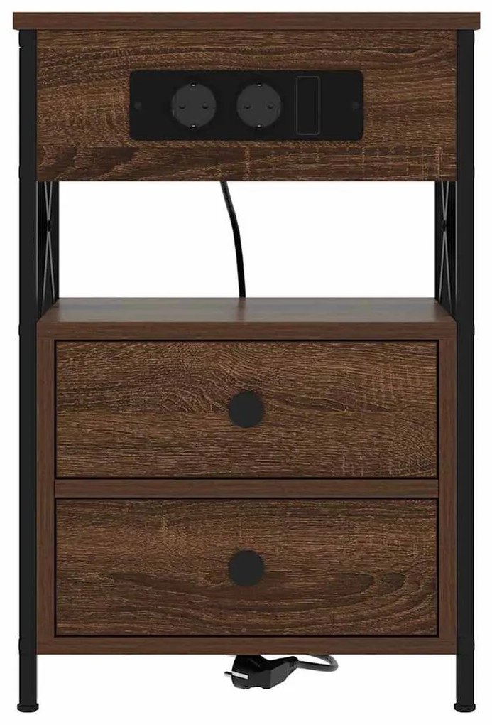 vidaXL Κομοδίνο Καφέ δρυς 40 x 31 x 60 εκ. Επεξεργασμένο ξύλο