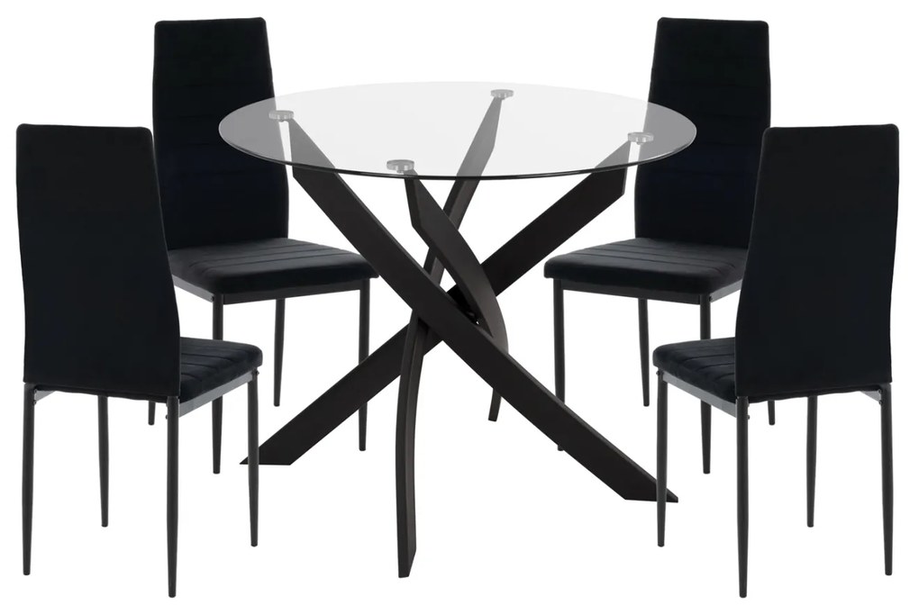 ΣΕΤ ΤΡΑΠΕΖΑΡΙΑΣ 5ΤΜΧ LADY HM21199.04 ΓΥΑΛΙ--ΜΕΤΑΛΛΟ &amp; ΒΕΛΟΥΔΟ ΣΕ ΜΑΥΡΟ
