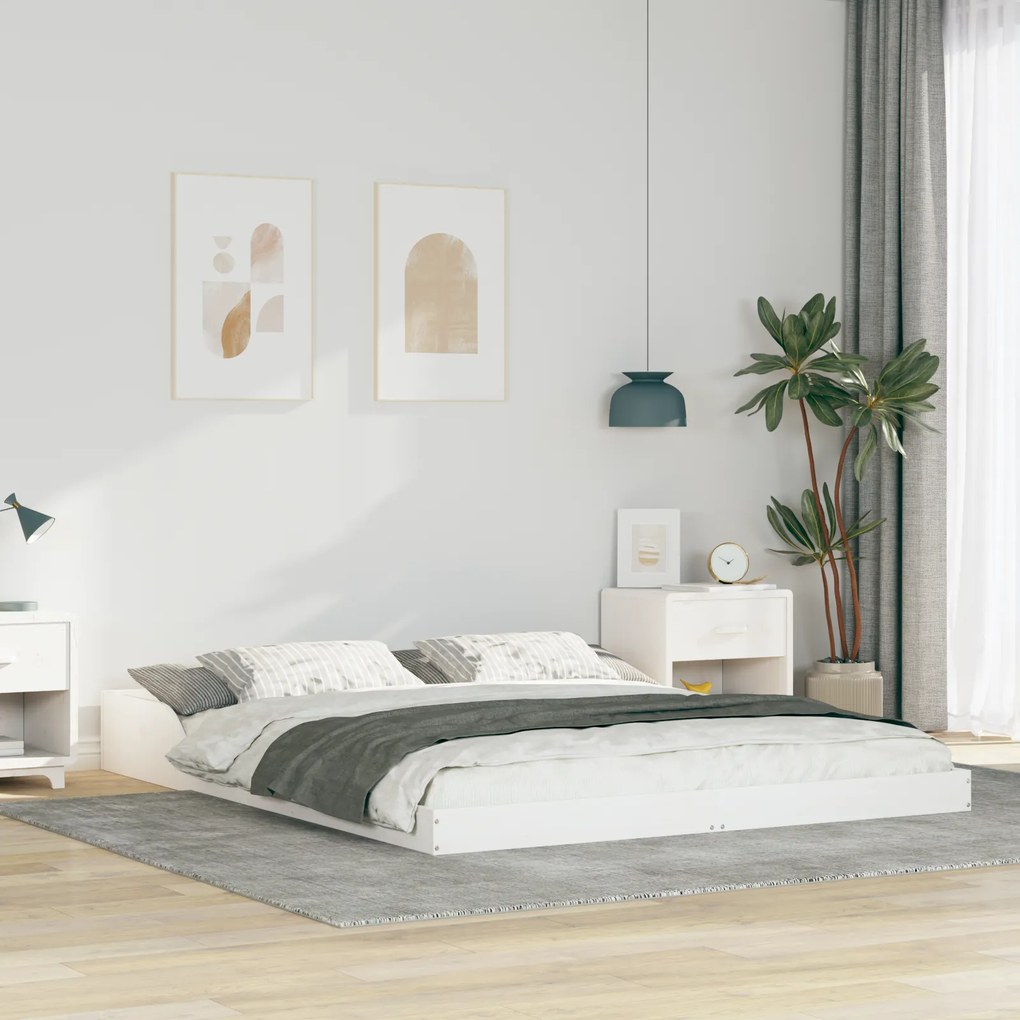 vidaXL Σκελετός Κρεβατιού Λευκό 140 x 220 cm Μασίφ ξύλο πεύκου