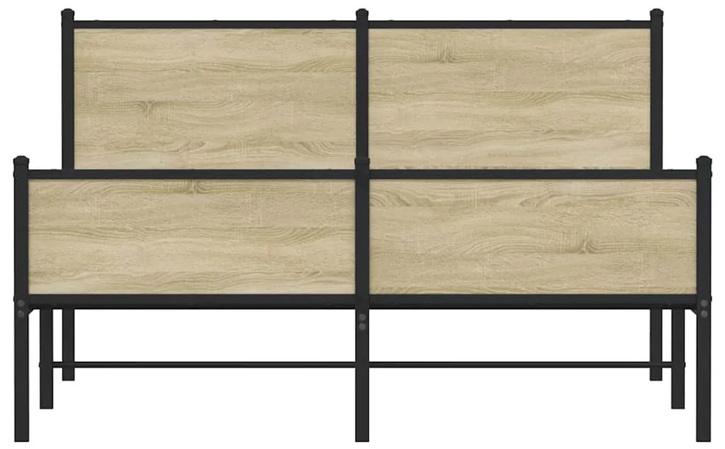 vidaXL Σκελετός Κρεβ. Χωρίς Στρώμα Sonoma Δρυς 150x200 εκ. Μεταλλικό