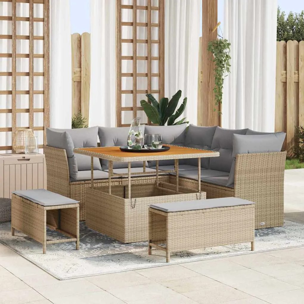 vidaXL Σετ Καναπέ Κήπου 8 pcs μπεζ και ανοιχτό γκρι 100 x 100 x 71 cm