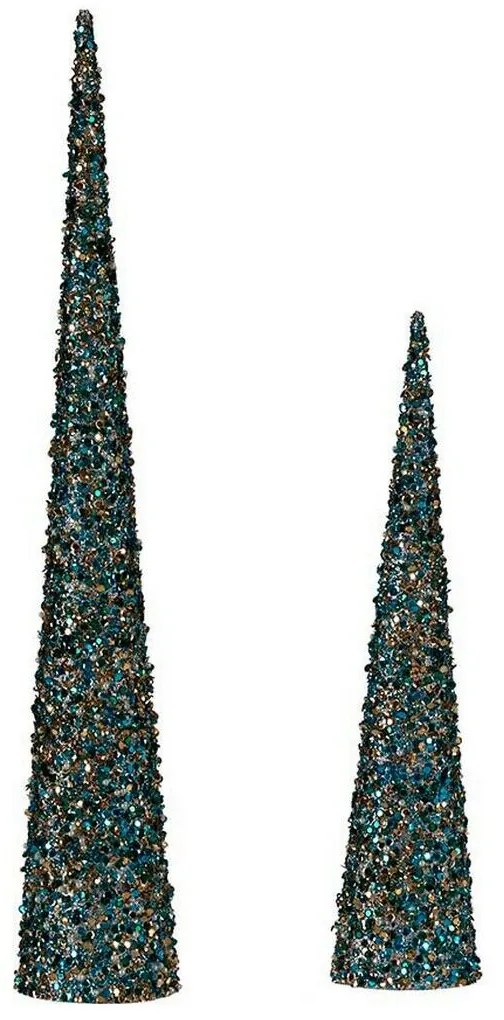 Χριστουγεννιάτικο Στολίδι Krist+ Μπλε Χρυσό πούλιες Χριστουγεννιάτικο στεφάνι 9,5 x 60 x 9,5 cm Κώνοι