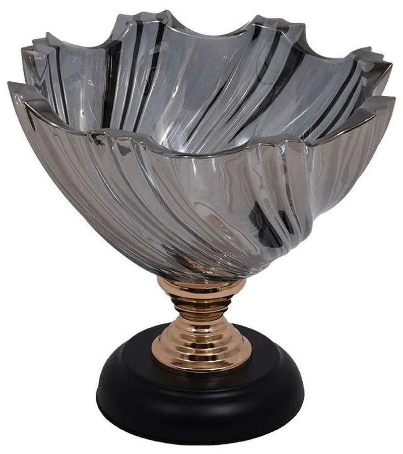 Διακοσμητικό Μπωλ Με Πόδι 373-223-931 24x23cm Black-Gold Glass