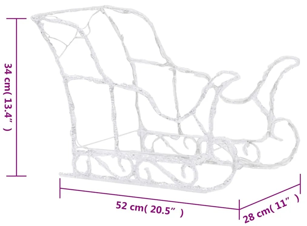 vidaXL Τάρανδοι Χριστουγεννιάτικοι με Έλκηθρο 280x28x55 εκ. Ακρυλικό