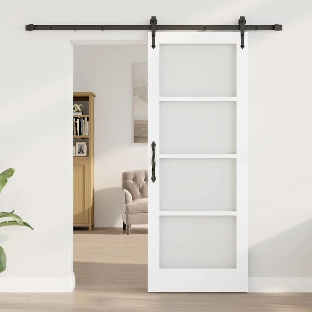 vidaXL Ολισθητή Πόρτα Χειροκίνητος Λευκό 78 x 202 εκ. Ξύλο και μέταλλο