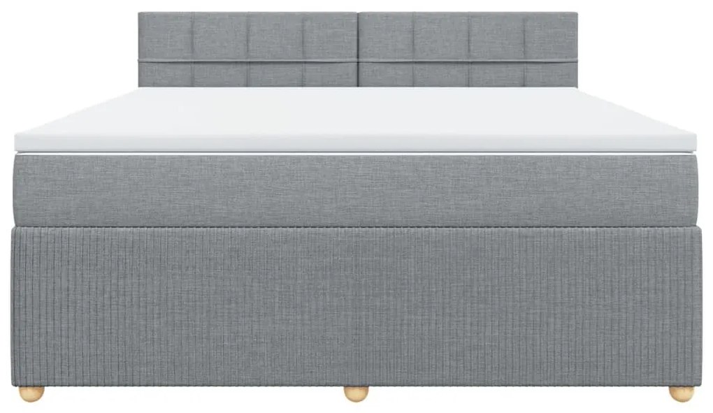 Κρεβάτι Boxspring με Στρώμα Ανοιχτό Γκρι 180x200 εκ. Υφασμάτινο - Γκρι