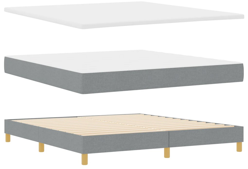 vidaXL Κρεβάτι Box Spring με Στρώμα σε Ανοιχτό Γκρι 180x200 εκ. Ύφασμα