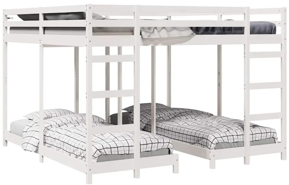 vidaXL Σκελετός Κουκέτας Τριών Επιπέδων Λευκό 200 x 200 cm