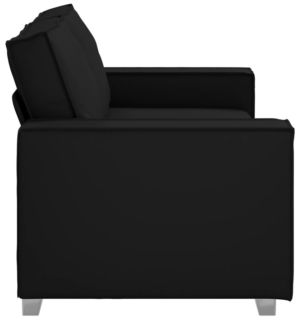 vidaXL Καναπές Loveseat Μαύρος 140 εκ Ψεύτικο Δέρμα