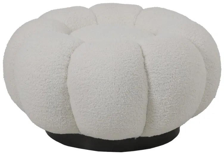 Σκαμπό Nester μπουκλέ ύφασμα σε λευκή απόχρωση Φ60x31εκ 61x61x32.5 εκ.