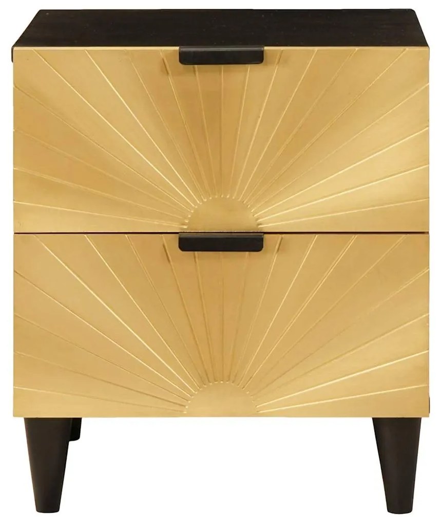 vidaXL Κομοδίνο Μαύρο και Χρυσό 40 x 33.5 x 46 εκ Μασίφ ξύλο μάνγκο