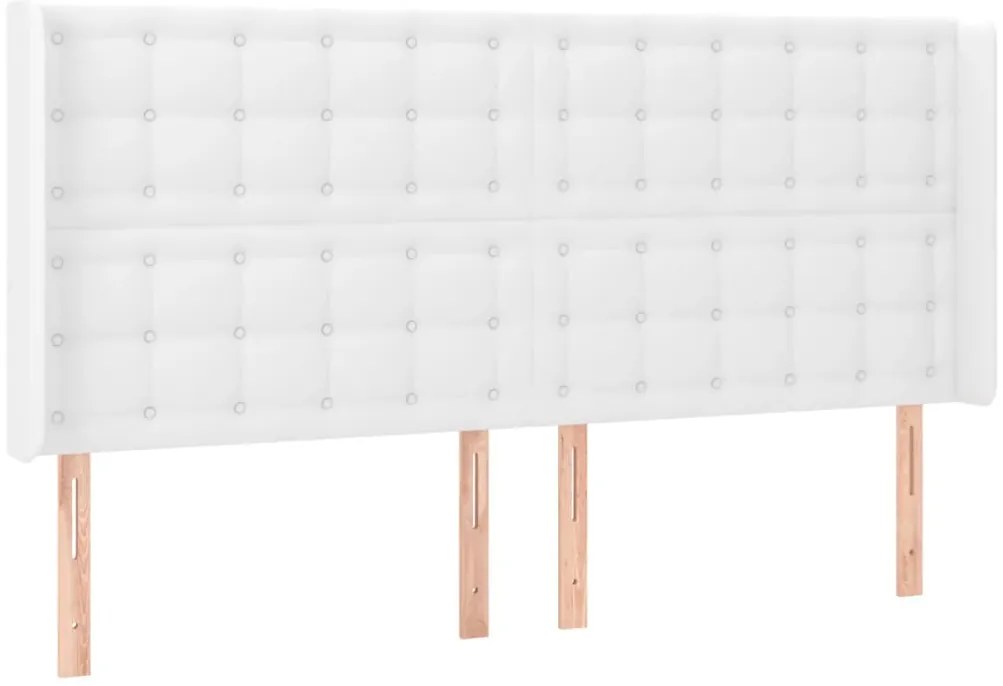 vidaXL Κεφαλάρι με Πτερύγια Λευκό 163x16x118/128 εκ. Συνθετικό Δέρμα