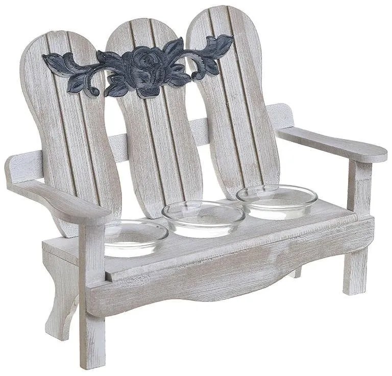 Κηροπήγιο 3 Θέσεων 6-70-151-0086 26X9,5X7 Natural Click Wood, Glass