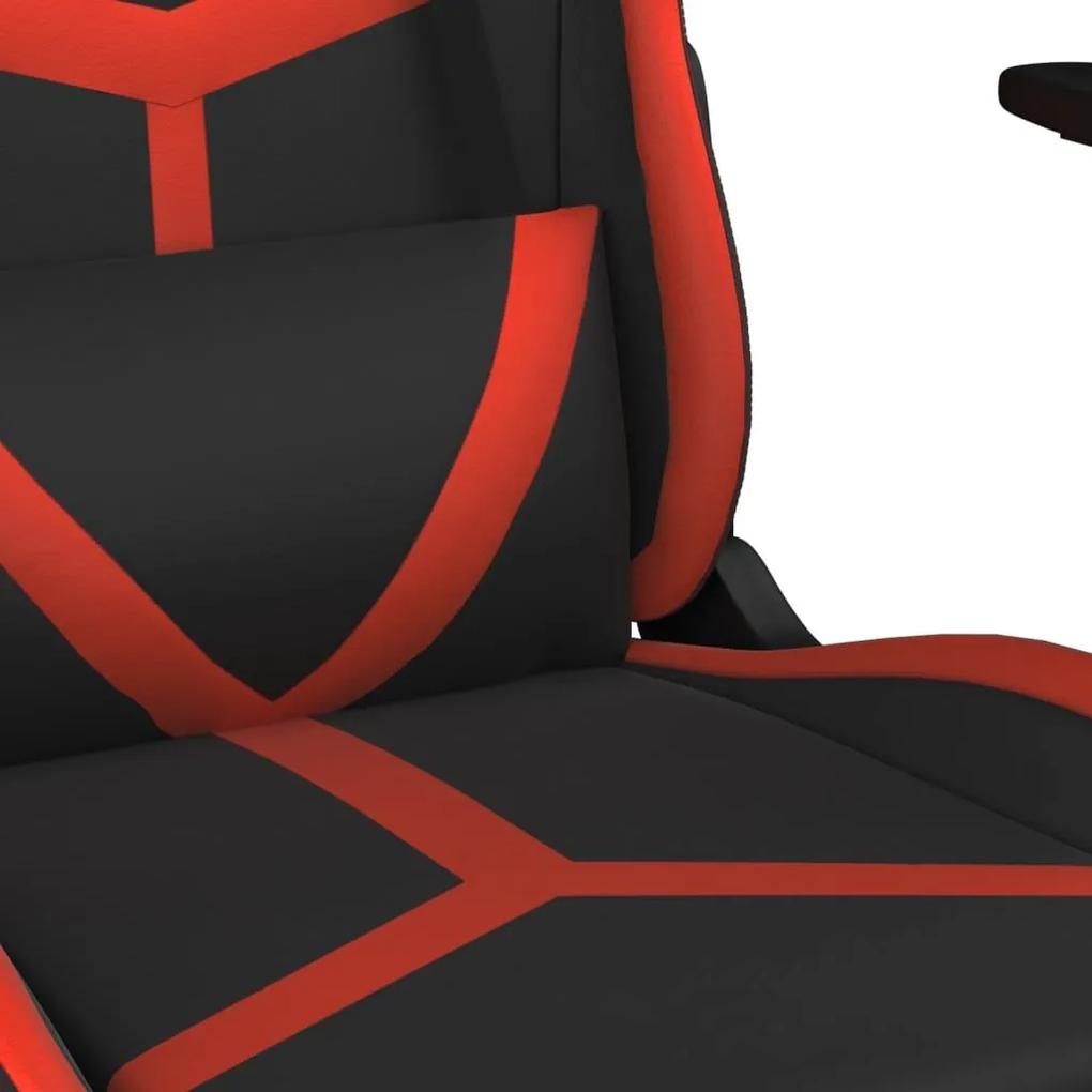 Καρέκλα Gaming Μασάζ Υποπόδιο Μαύρο/Πράσινο από Συνθετικό Δέρμα - Κόκκινο