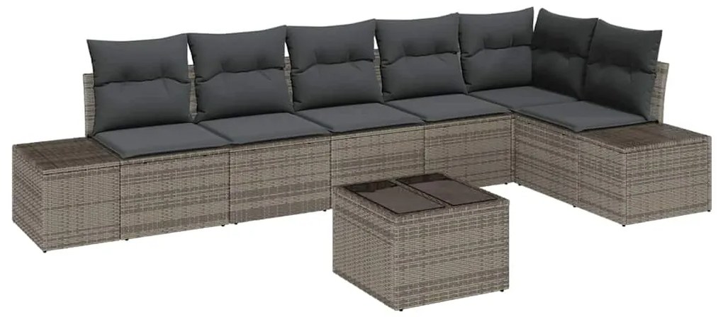 vidaXL Σετ Καναπέ Κήπου 7 pcs Ανοιχτό γκρι Πολυ rattan, βαμμένο ατσάλι