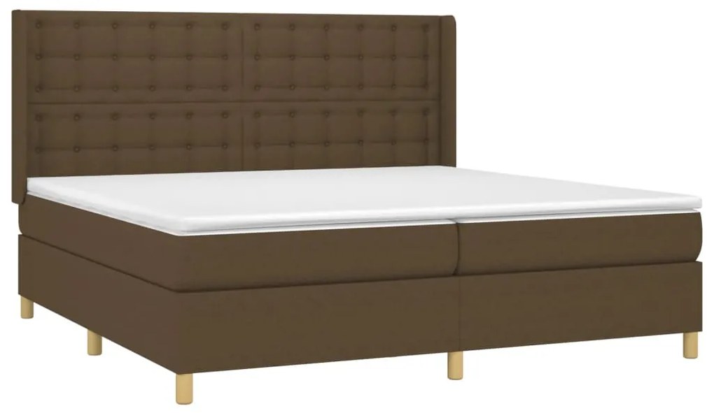 vidaXL Κρεβάτι Boxspring με Στρώμα Σκούρο Καφέ 200x200 εκ. Υφασμάτινο