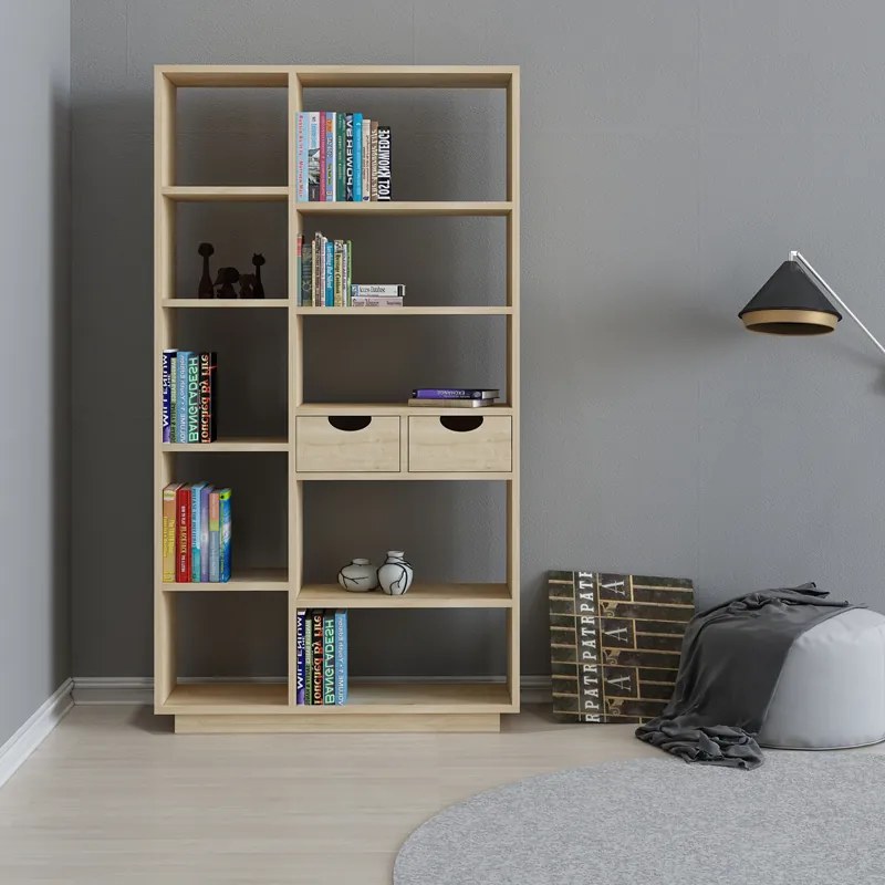 Βιβλιοθήκη με συρτάρια Dakin pakoworld σε oak απόχρωση 80x25x190εκ (1 τεμάχια)