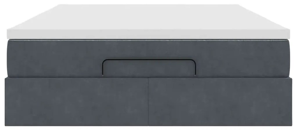Οθωμανικό κρεβάτι με στρώμα σκούρο γκρι 140x190cm Βελούδο 3311184