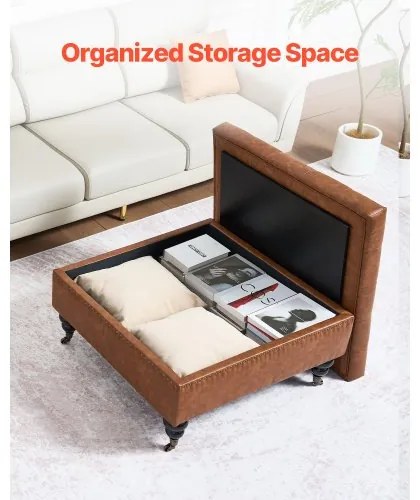 VEVOR 31 in Square Leather Ottoman with Storage Coffee Table for Living Room