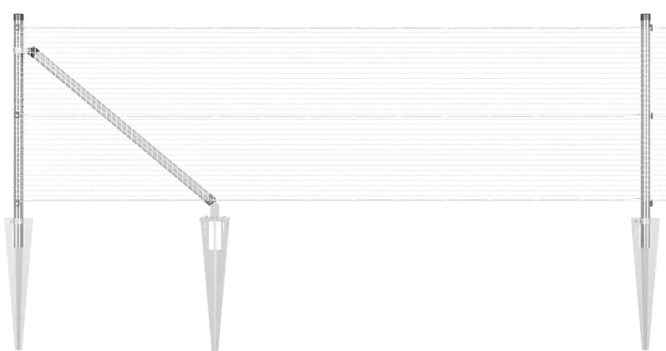 vidaXL Φράχτης με Στήλες. Ασημί 0.6 x 50 μ. Ατσάλι