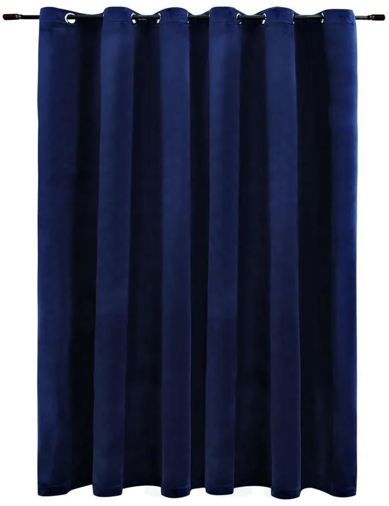 Κουρτίνα Συσκότισης Μεταλ. Κρίκοι Σκ. Μπλε 290x245 εκ. Βελούδο - Μπλε