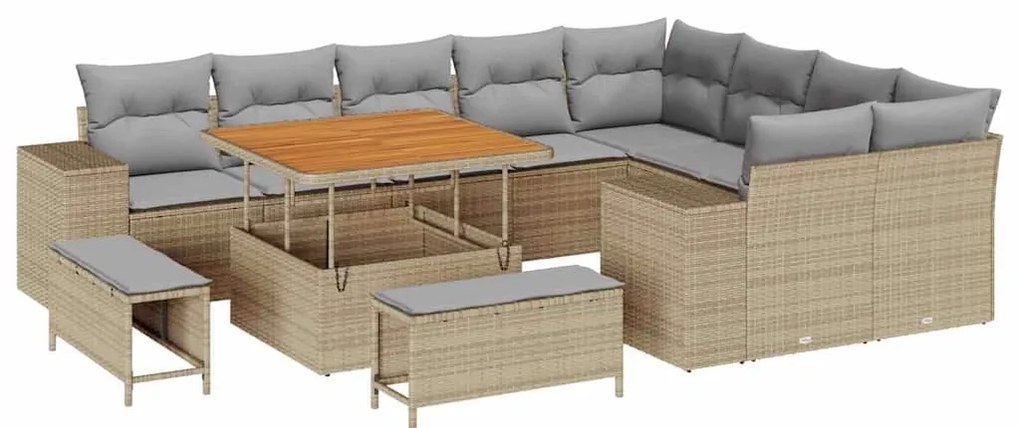vidaXL Σετ Καναπέ Κήπου 12 pcs Μπεζ συνθετικό ρατάν