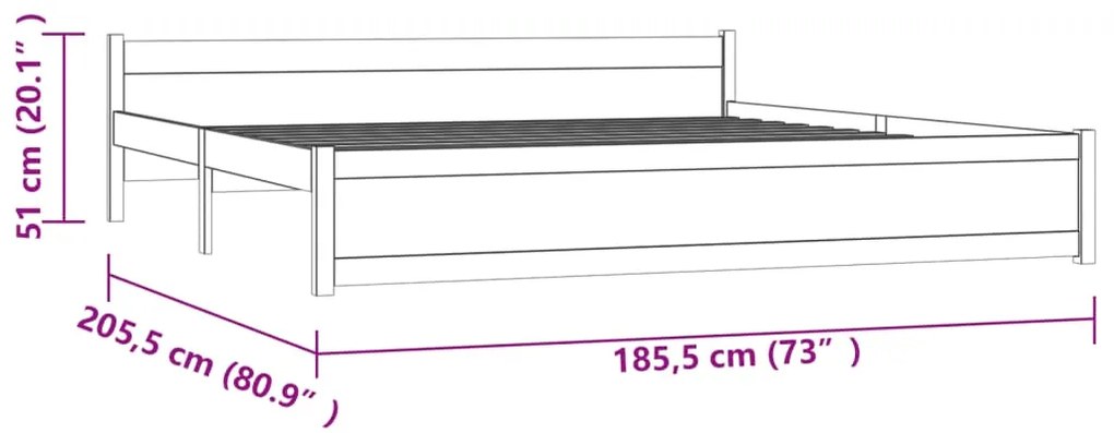 Πλαίσιο Κρεβατιού Λευκό 180 x 200 εκ. Μασίφ Ξύλο Super King - Λευκό