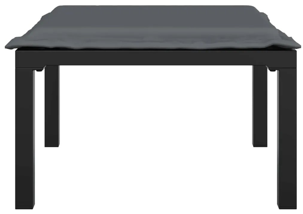 vidaXL Υποπόδιο Κήπου Μαύρο και Γκρι από Συνθετικό Ρατάν με Μαξιλάρι