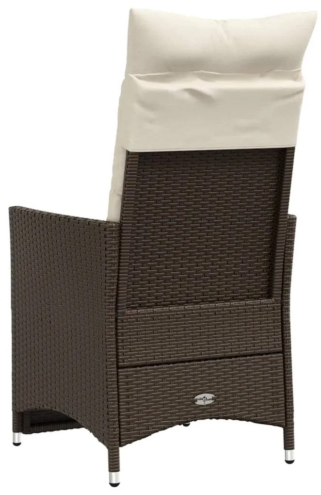 vidaXL Καρέκλα Κήπου Ανακλ/νη Καφέ Συνθ. Ρατάν + Μαξιλάρια