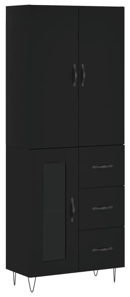 vidaXL Ντουλάπι Μαύρο 69,5x34x180 εκ. από Επεξεργασμένο Ξύλο