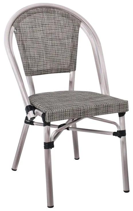 COSTA Καρέκλα Dining Αλουμινίου, Απόχρωση Antique Grey -Textilene Μπεζ  50x55x85cm [-Γκρι/Μπεζ-Tortora-Sand-Cappuccino-] [-Αλουμίνιο/Textilene-] Ε288,1