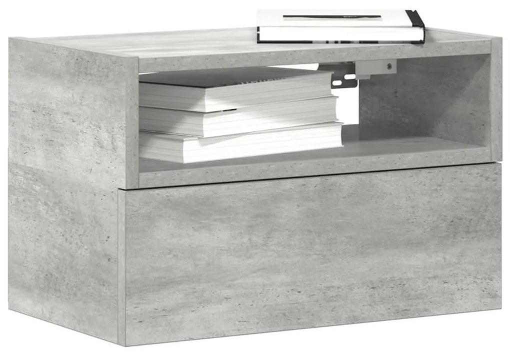 Κομοδίνο Επιτοίχιο Γκρι Σκυροδέματος 45x26x28,5 εκ.