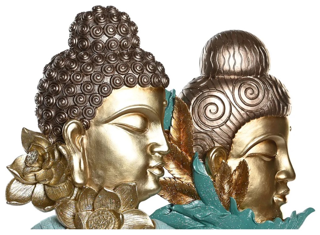 Διακοσμητική Φιγούρα DKD Home Decor 22 x 8 x 42,5 cm Μαύρο Χρυσό Βούδας Τυρκουάζ Ανατολικó (x2)