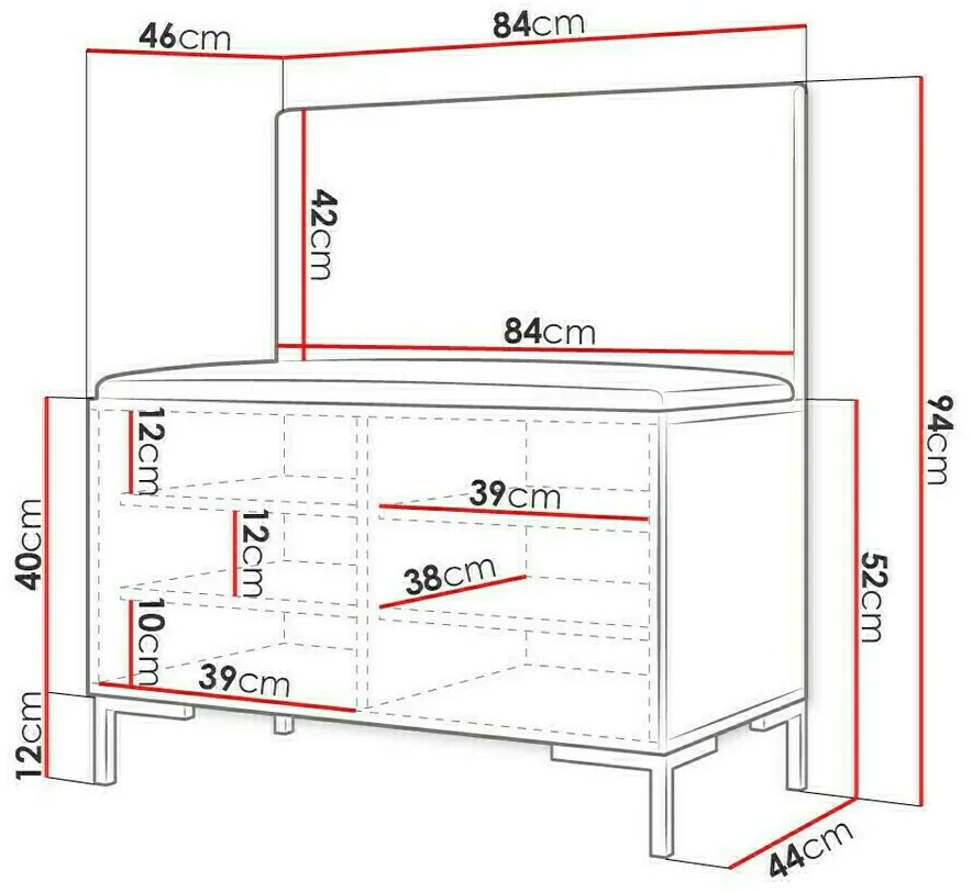 Παπουτσοθήκη Hartford F106, Μαύρο, Κόκκινο, 84x94x46cm, Πλαστικοποιημένη μοριοσανίδα, Ταπισερί | Epipla1.gr