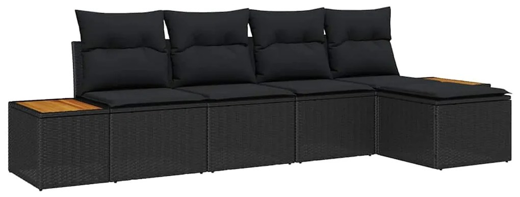 vidaXL Σετ Καναπέ Κήπου 5 pcs Μαύρο 184 x 62 x 85 εκ. Πολυ ράταν