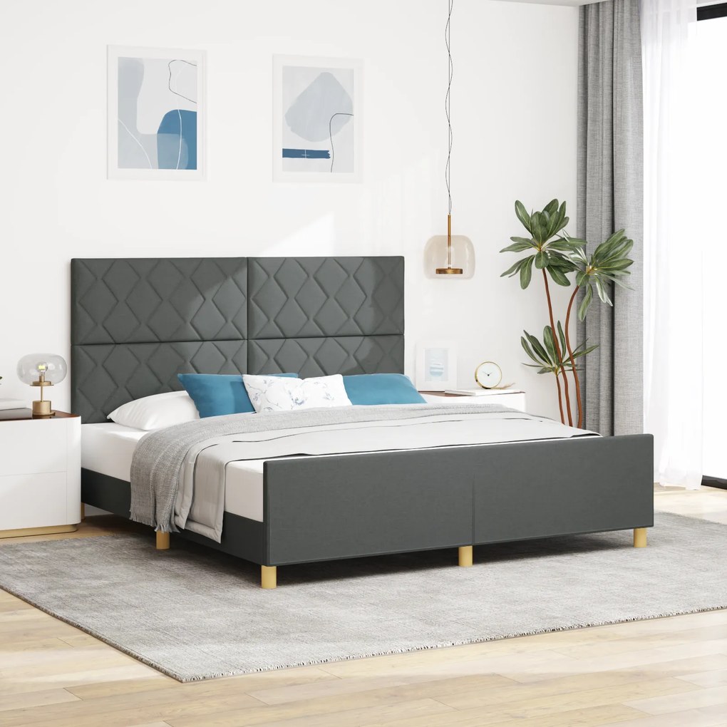 vidaXL Κρεβάτι Σκελετός Σκούρο Γκρι 180x200 εκ. Υφασμάτινο