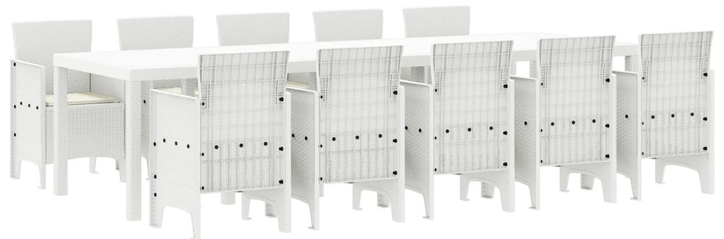 vidaXL Σέτ φαγητού για κήπο με μαξιλάρι 11 pcs Λευκό 10 Θέσεων