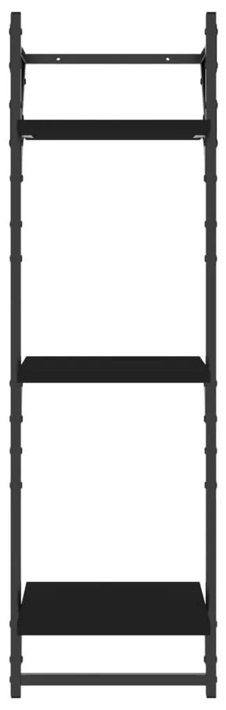 vidaXL Ράφια Τοίχου 3 Επιπέδων με Μπάρα 2 τεμ. Μαύρα 30x25x100 εκ.
