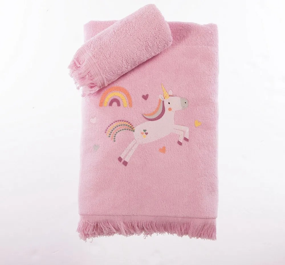 Πετσέτες Παιδικές Unicorns Style (Σετ 2τμχ) Pink Nef-Nef Homeware Σετ Πετσέτες 70x140cm 100% Βαμβάκι