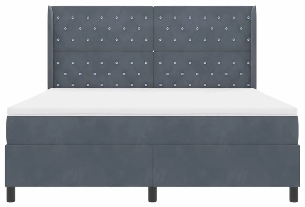 vidaXL Κρεβάτι με ελατήρια Σκούρο γκρι 180 x 200 cm Βελούδο