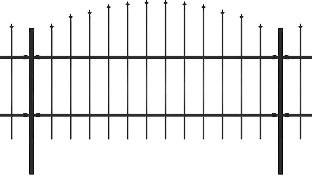 vidaXL Φράχτης Κήπου με Κορυφή Δόρυ από Ατσάλι 1603,5 x 100 εκ. Μαύρος