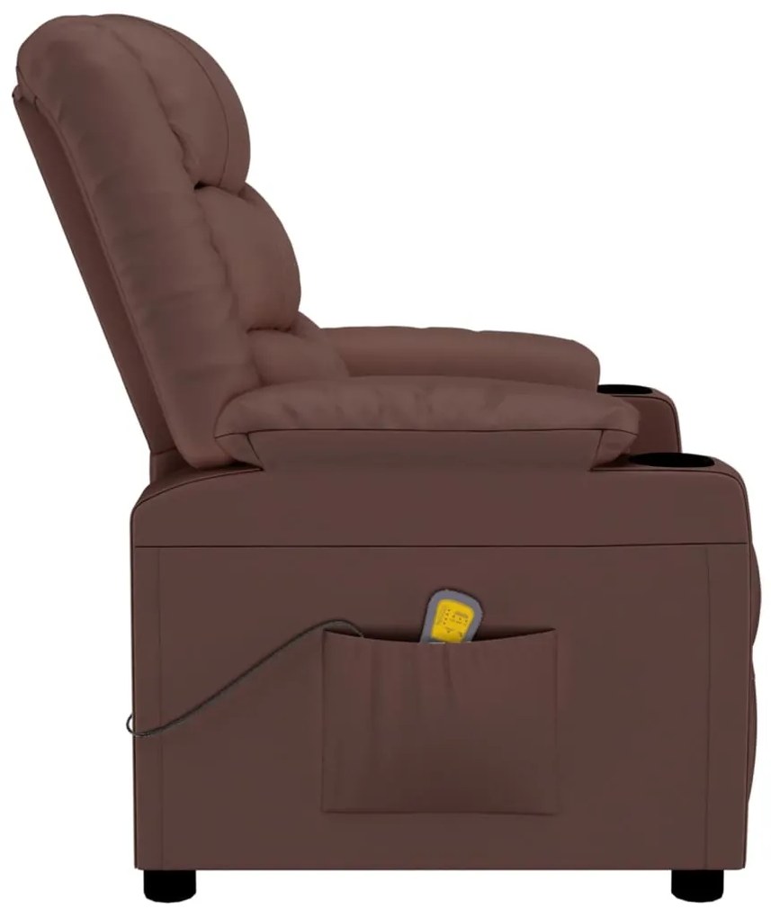 vidaXL Πολυθρόνα Μασάζ Καφέ από Συνθετικό Δέρμα