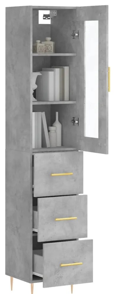 vidaXL Ντουλάπι Γκρι Σκυροδέματος 34,5x34x180 εκ. Επεξεργασμένο Ξύλο