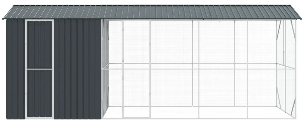 vidaXL Φυτώριο πουλιών με επέκταση Ανθρακί 210x640x247 εκ. Χάλυβας