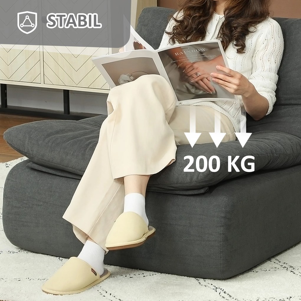 HOMCOM Σκαμπό δαπέδου με αφρό, πολυθρόνα, πολυθρόνα σαλονιού, υπνοδωματίου, γκρι